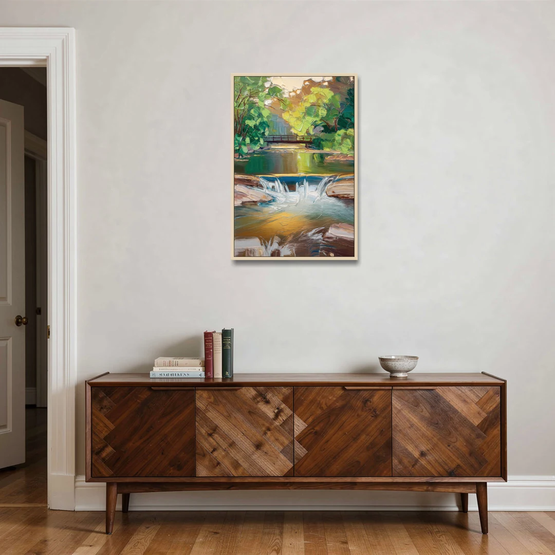 Greenville Reedy River Views - Oak Framed Canvas Wall Art - Coffee Table - 24x36