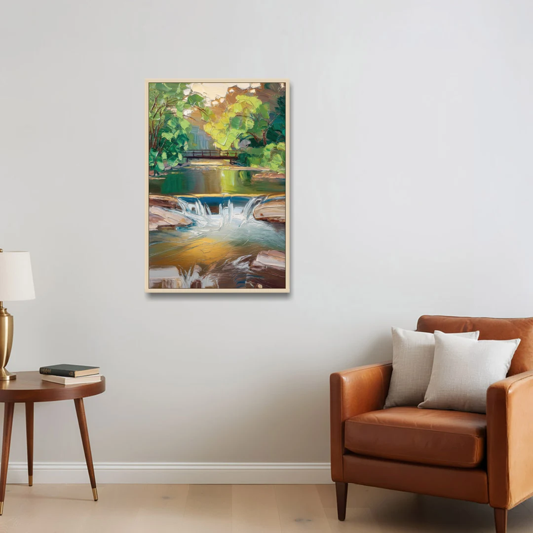Greenville Reedy River Views - Oak Framed Canvas Wall Art - Sofa - 24x36