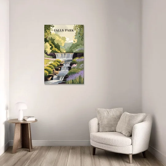Greenville Scenic Falls Park - Canvas Wall Art - Sofa - 24x36