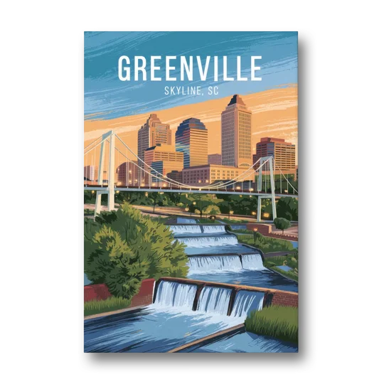 Greenville Skyline at Sunset - Canvas Wall Art - Front