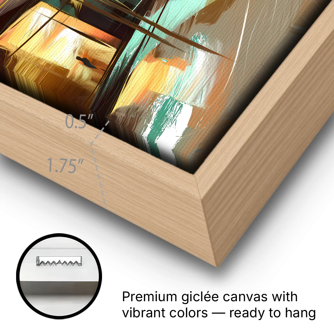 Greenville Urban Charm - Oak Framed Canvas Wall Art - Gallery Wrap Corner