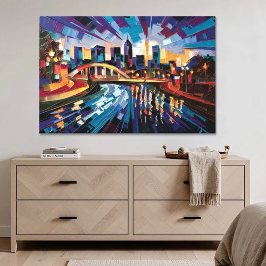 Greenville Vibrant Cityscape - Canvas Wall Art - Coffee Table - 60x40