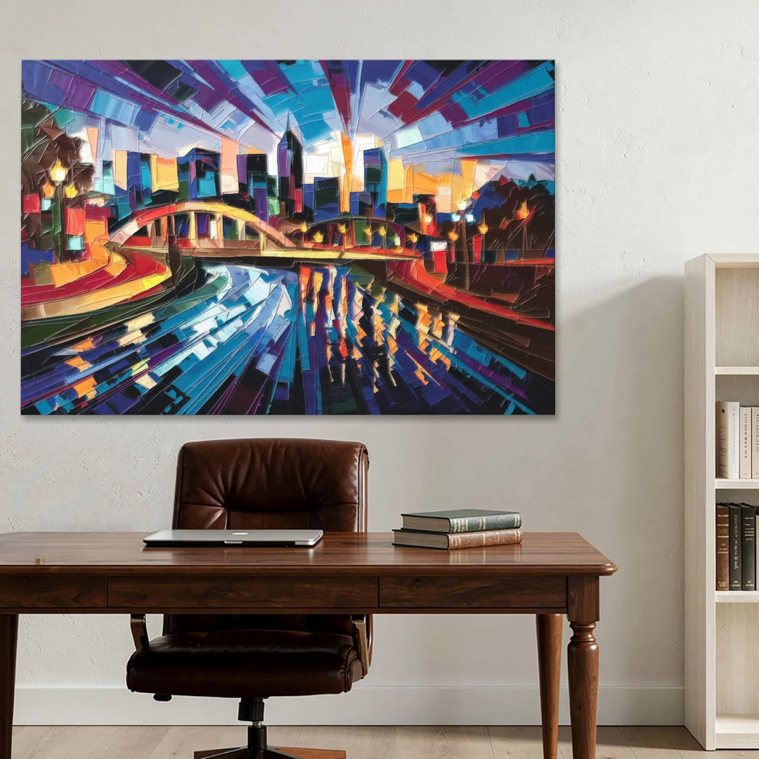 Greenville Vibrant Cityscape - Canvas Wall Art - Office - 60x40