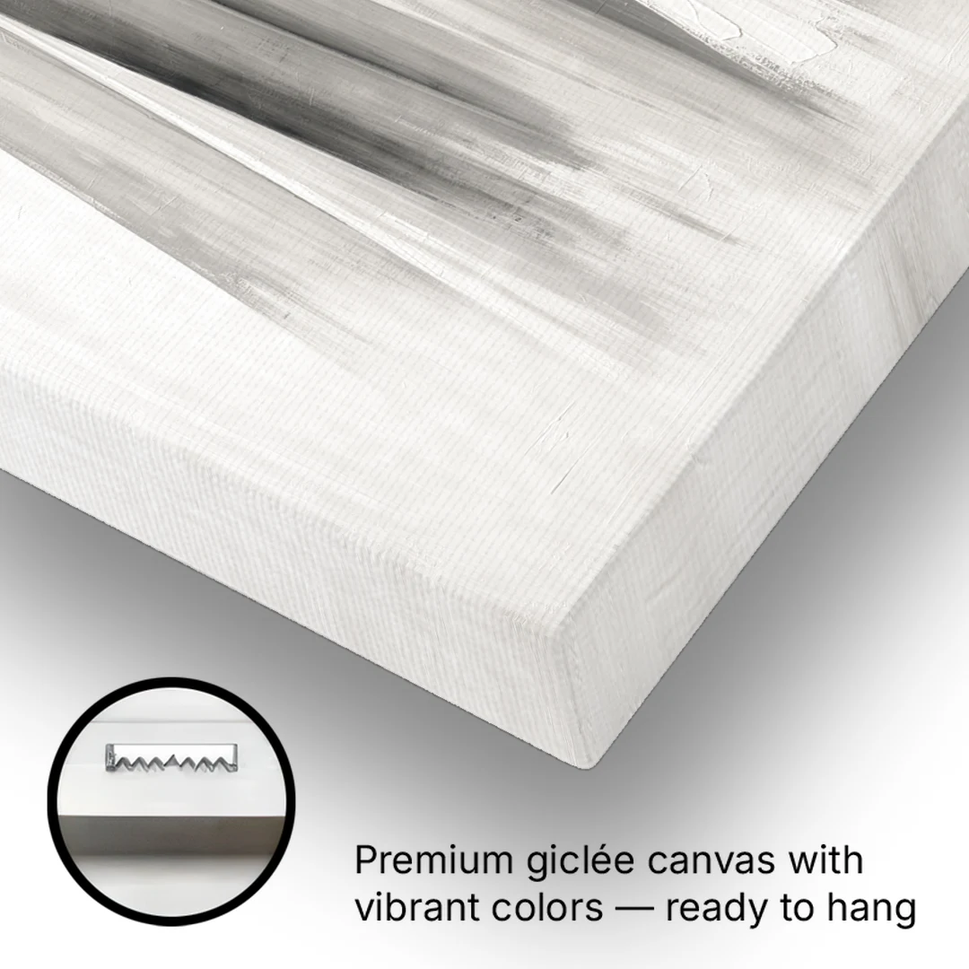 Grey and White Abstract Painting of Hanging Veils - Canvas Wall Art - Gallery Wrap Corner