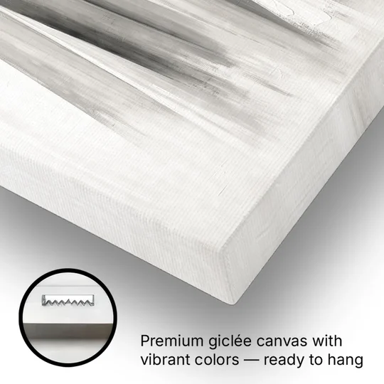 Grey and White Abstract Painting of Hanging Veils - Canvas Wall Art - Gallery Wrap Corner