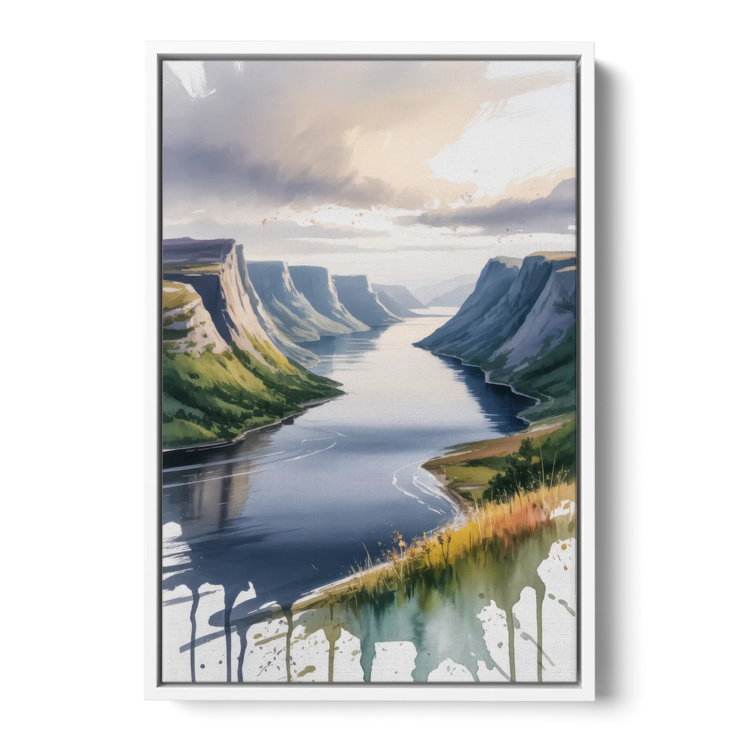 Gros Morne Fjords - White Framed Canvas Wall Art - Front