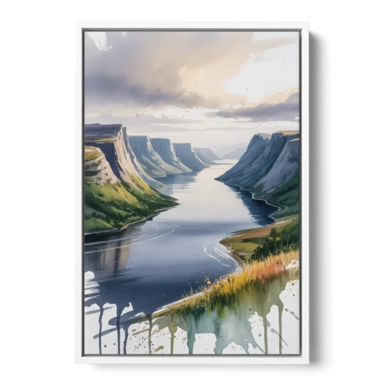 Gros Morne Fjords - White Framed Canvas Wall Art - Front