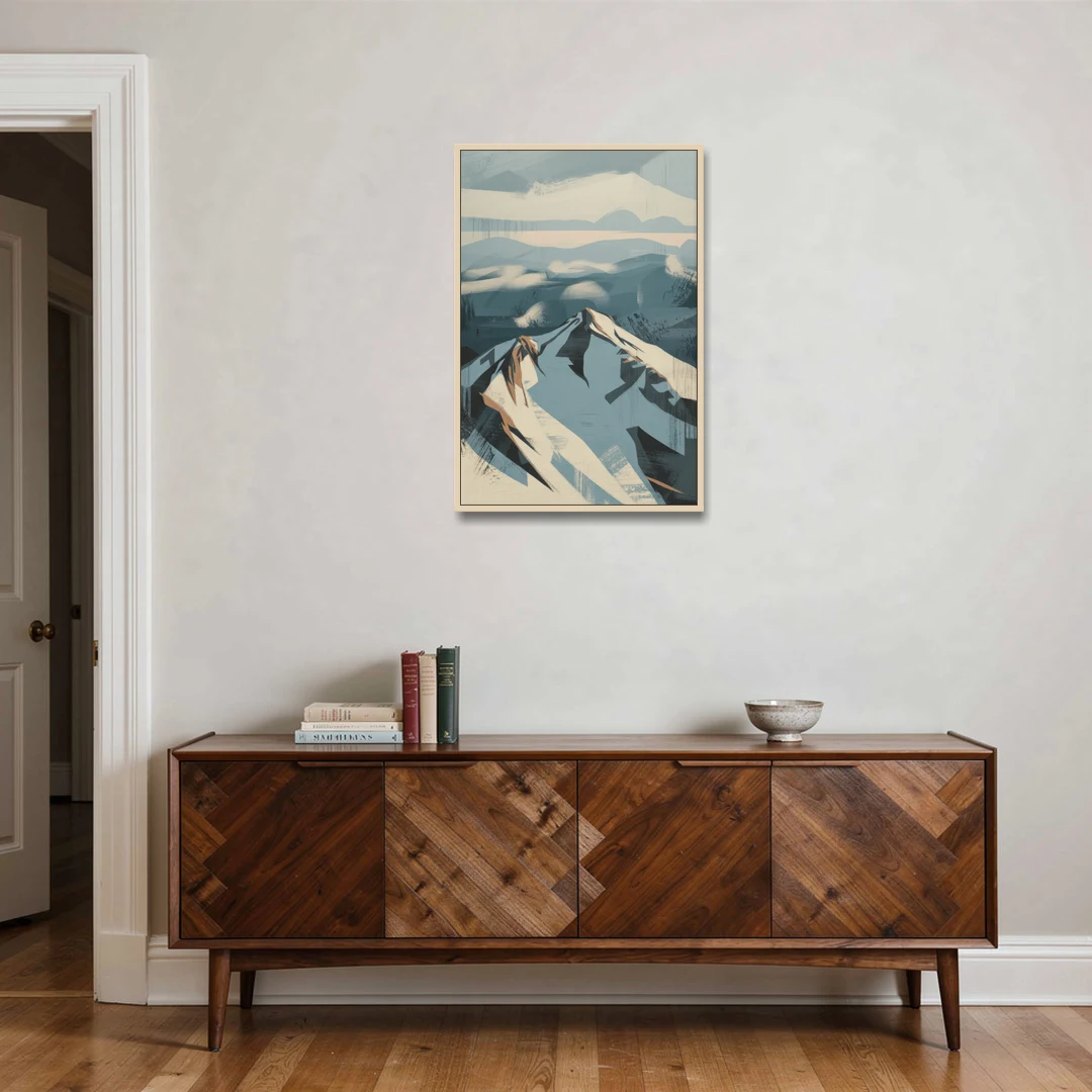 Grouse Mountain Snow View - Oak Framed Canvas Wall Art - Coffee Table - 24x36