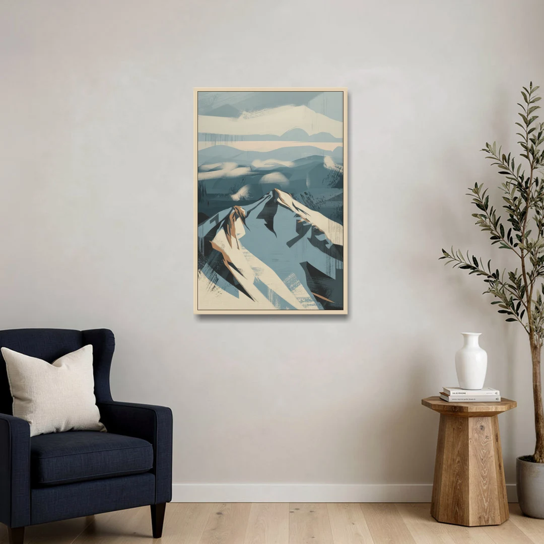 Grouse Mountain Snow View - Oak Framed Canvas Wall Art - Sofa - 24x36
