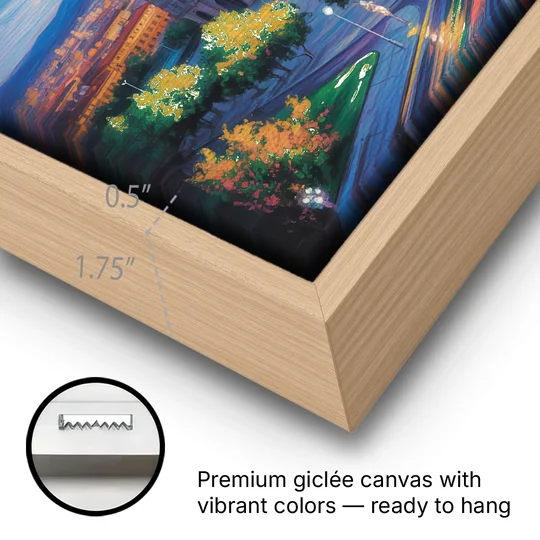 Guadalajara Cathedral - Oak Framed Canvas Wall Art - Gallery Wrap Corner