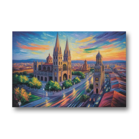 Guadalajara Cathedral - Canvas Wall Art - Front
