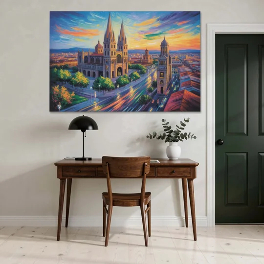 Guadalajara Cathedral - Canvas Wall Art - Office - 60x40