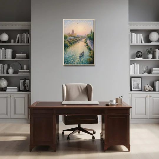 Guadalquivir Glimpse - Oak Framed Canvas Wall Art - Office - 24x36