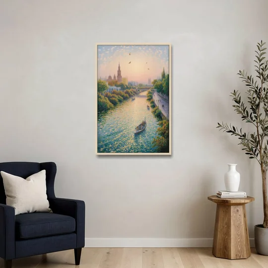 Guadalquivir Glimpse - Oak Framed Canvas Wall Art - Sofa - 24x36