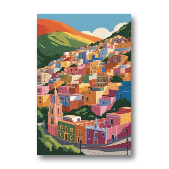 Guanajuato Colorful Hills - Canvas Wall Art - Front