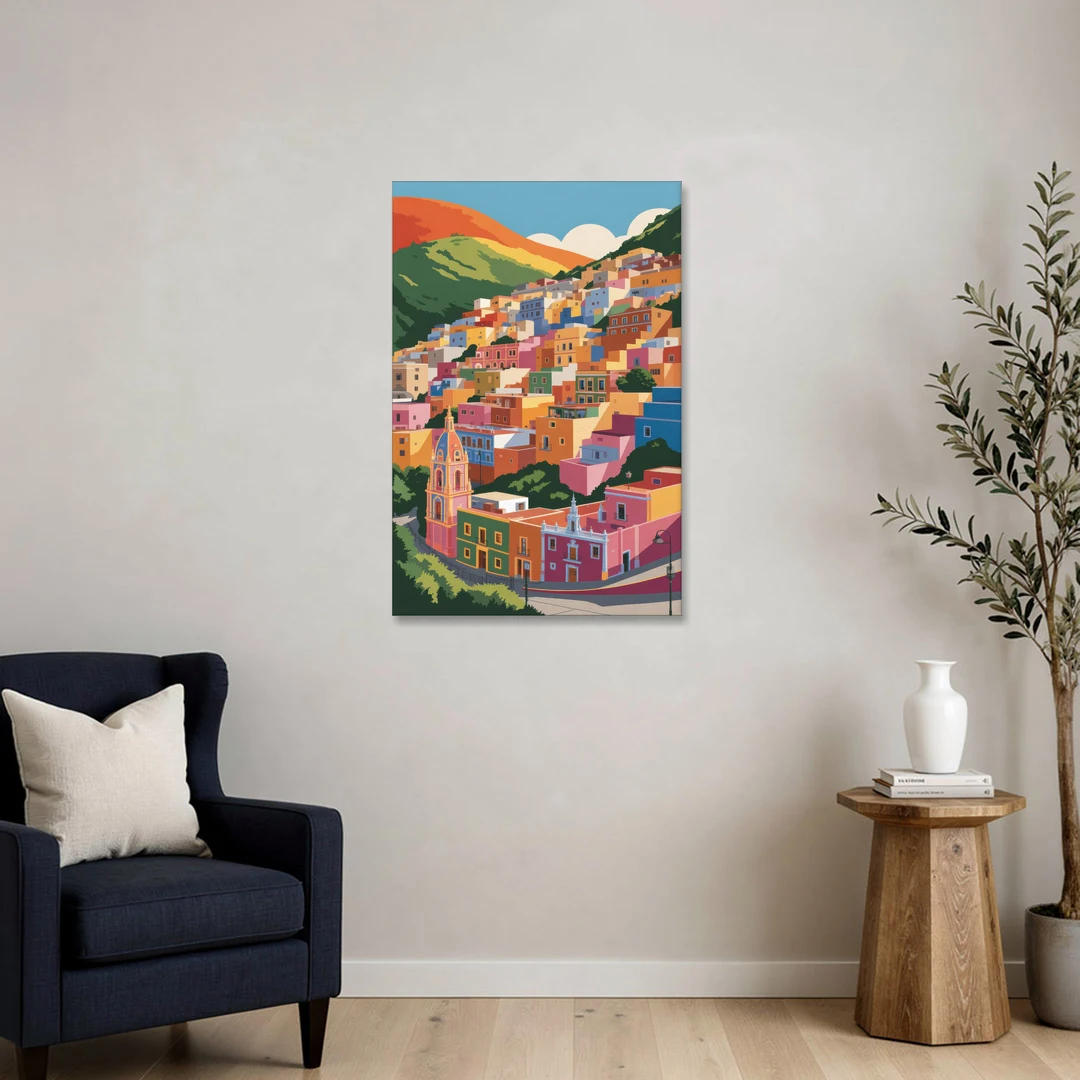 Guanajuato Colorful Hills - Canvas Wall Art - Sofa - 24x36
