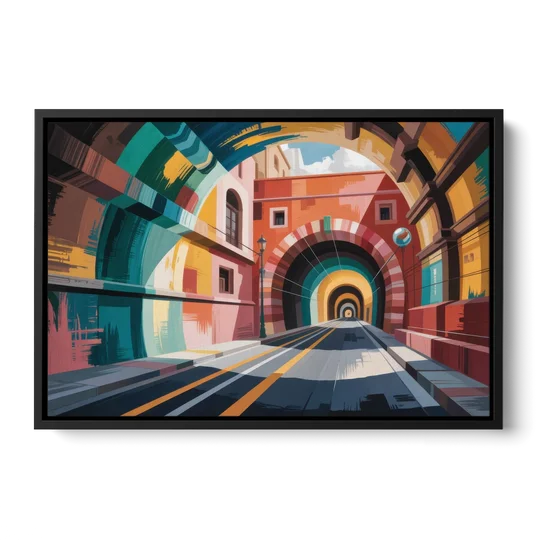 Guanajuato Tunnels - Black Framed Canvas Wall Art - Front