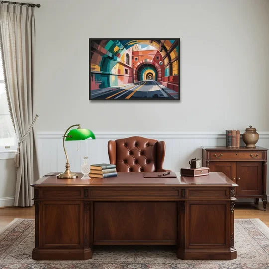 Guanajuato Tunnels - Black Framed Canvas Wall Art - Office - 36x24