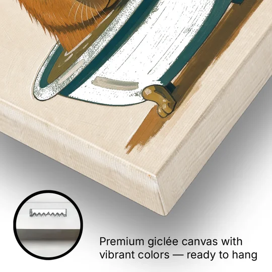 Guest Bathroom Wall Art with a Steaming Capybara - Canvas Wall Art - Gallery Wrap Corner