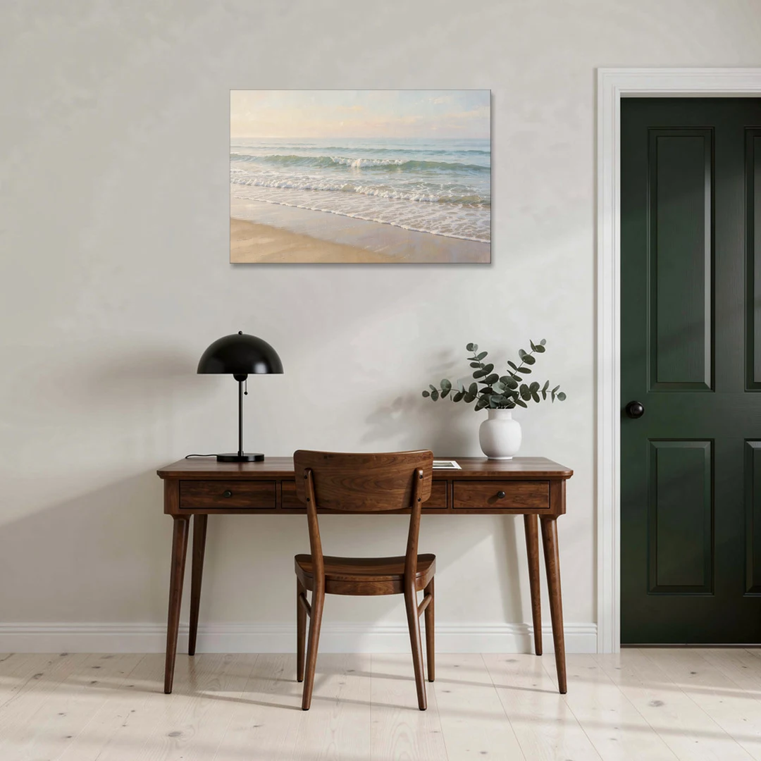 Guest Bedroom Decor of Hazy Morning Surf - Canvas Wall Art - Office - 36x24