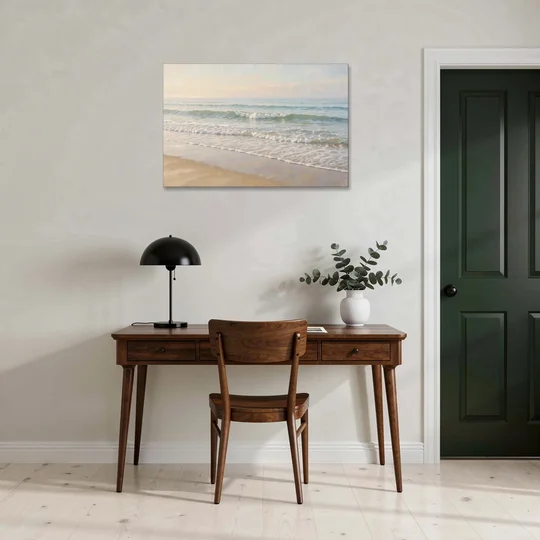 Guest Bedroom Decor of Hazy Morning Surf - Canvas Wall Art - Office - 36x24