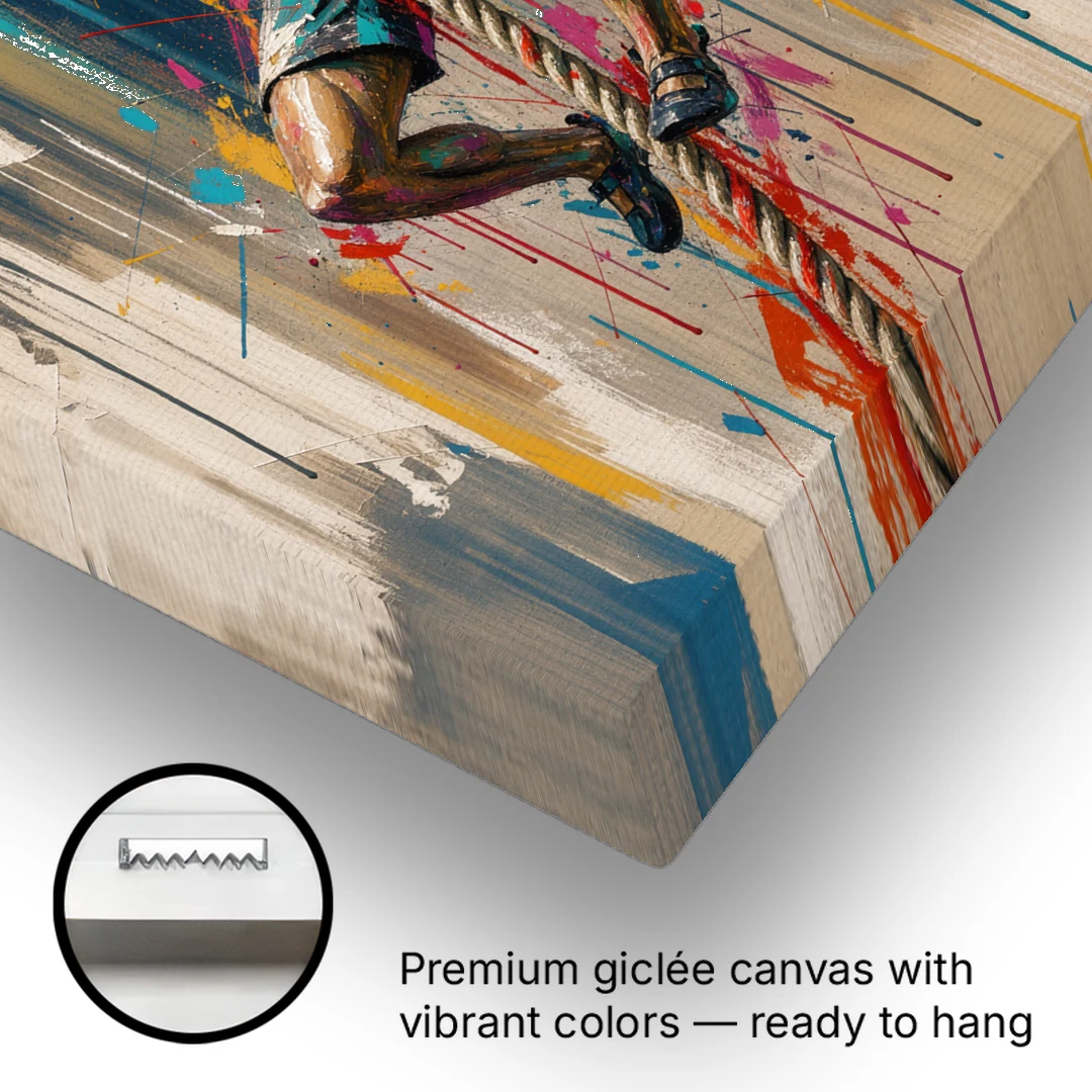 Gym Art Rope Climb Hand Over Hand - Canvas Wall Art - Gallery Wrap Corner