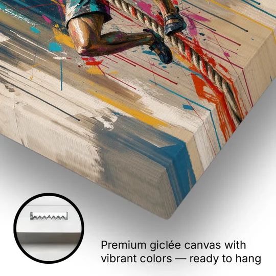 Gym Art Rope Climb Hand Over Hand - Canvas Wall Art - Gallery Wrap Corner