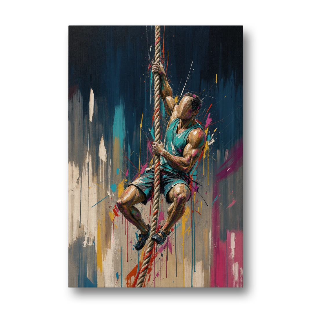 Gym Art Rope Climb Hand Over Hand - Canvas Wall Art - Front