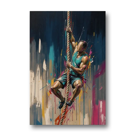 Gym Art Rope Climb Hand Over Hand - Canvas Wall Art - Front