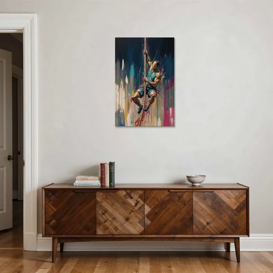 Gym Art Rope Climb Hand Over Hand - Canvas Wall Art - Coffee Table - 24x36