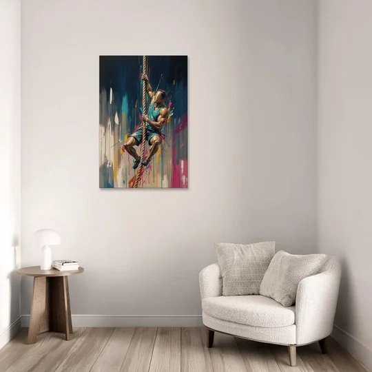 Gym Art Rope Climb Hand Over Hand - Canvas Wall Art - Sofa - 24x36