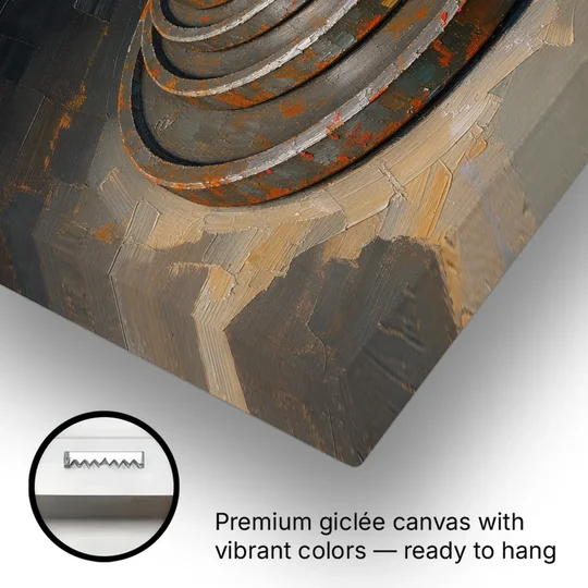 Gym Decor Rusted Plate Stack in Low Light - Canvas Wall Art - Gallery Wrap Corner