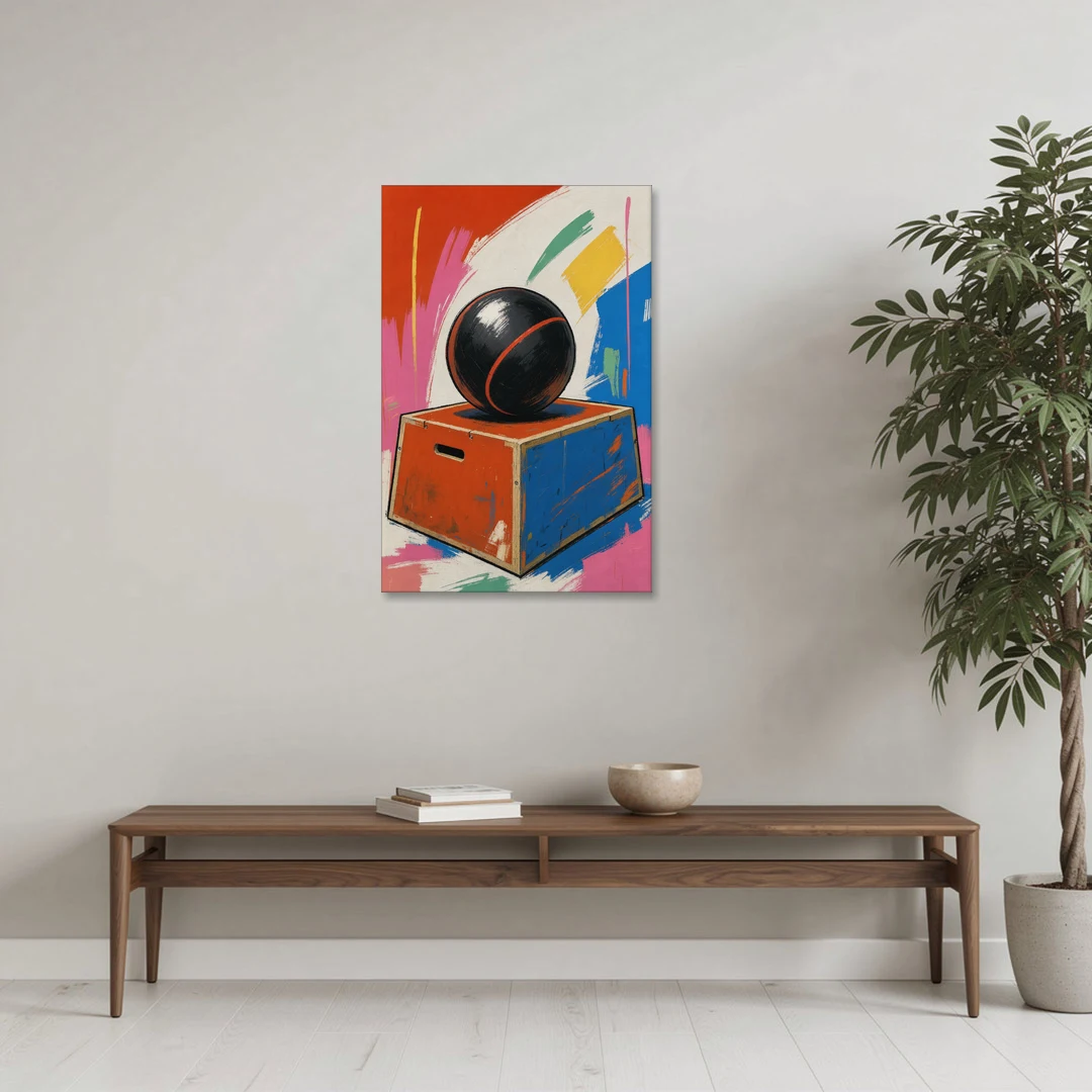 Gym Wall Art Medicine Ball on a Jump Box - Canvas Wall Art - Coffee Table - 24x36