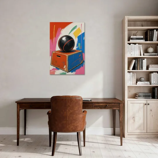 Gym Wall Art Medicine Ball on a Jump Box - Canvas Wall Art - Office - 24x36