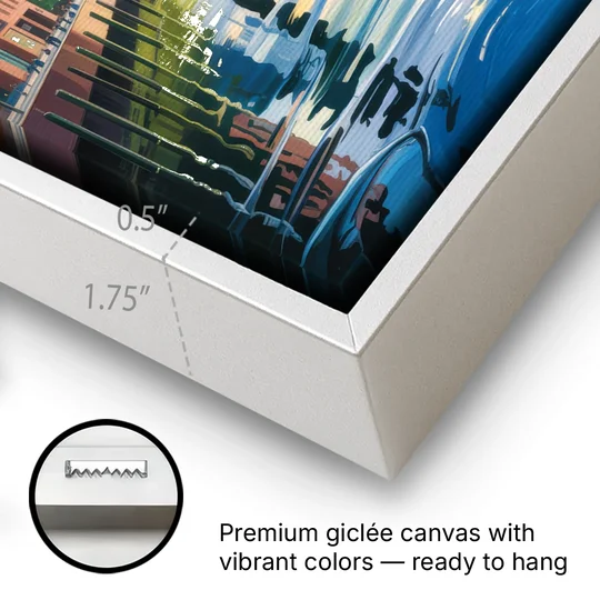 HafenCity Horizon - White Framed Canvas Wall Art - Gallery Wrap Corner
