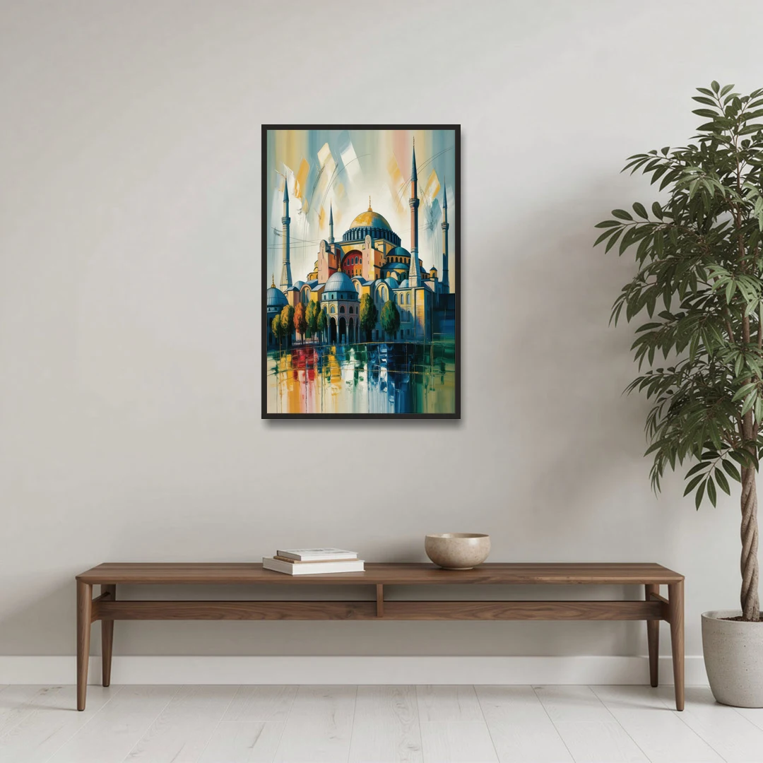 Hagia Sophia Splendor - Black Framed Canvas Wall Art - Coffee Table - 24x36
