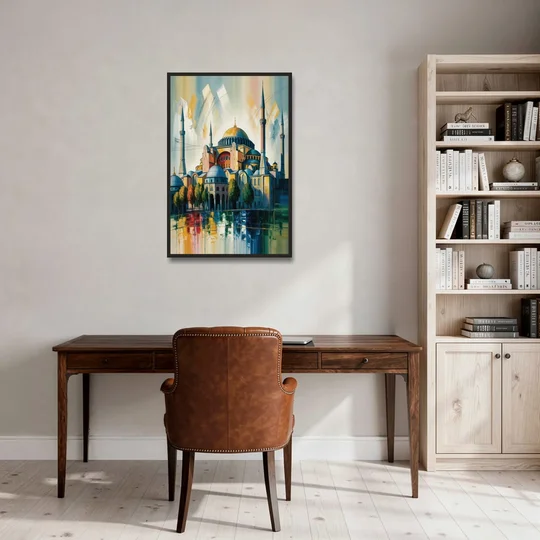 Hagia Sophia Splendor - Black Framed Canvas Wall Art - Office - 24x36