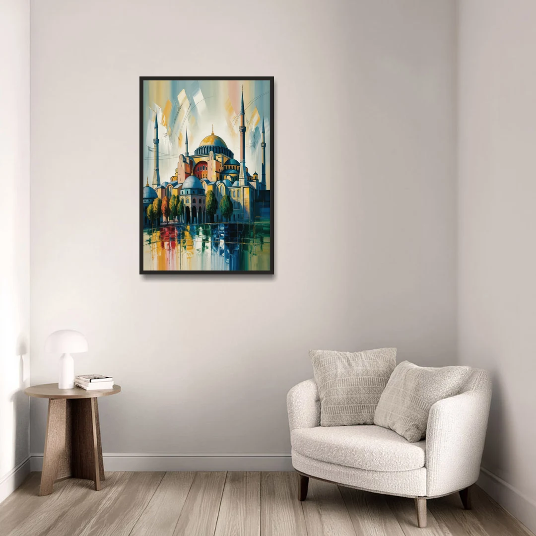 Hagia Sophia Splendor - Black Framed Canvas Wall Art - Sofa - 24x36