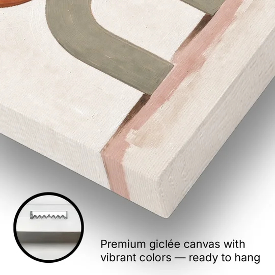 Half Moon Wall Art Balanced on a Sage Arch - Canvas Wall Art - Gallery Wrap Corner