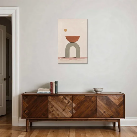 Half Moon Wall Art Balanced on a Sage Arch - Canvas Wall Art - Coffee Table - 24x36