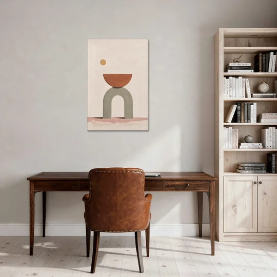Half Moon Wall Art Balanced on a Sage Arch - Canvas Wall Art - Office - 24x36