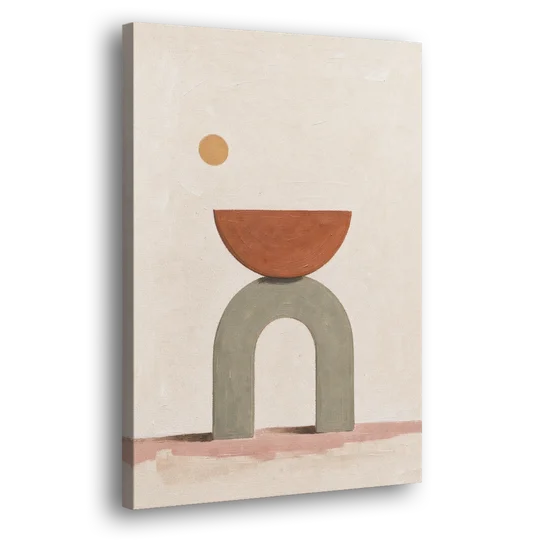 Half Moon Wall Art Balanced on a Sage Arch - Canvas Wall Art - Side