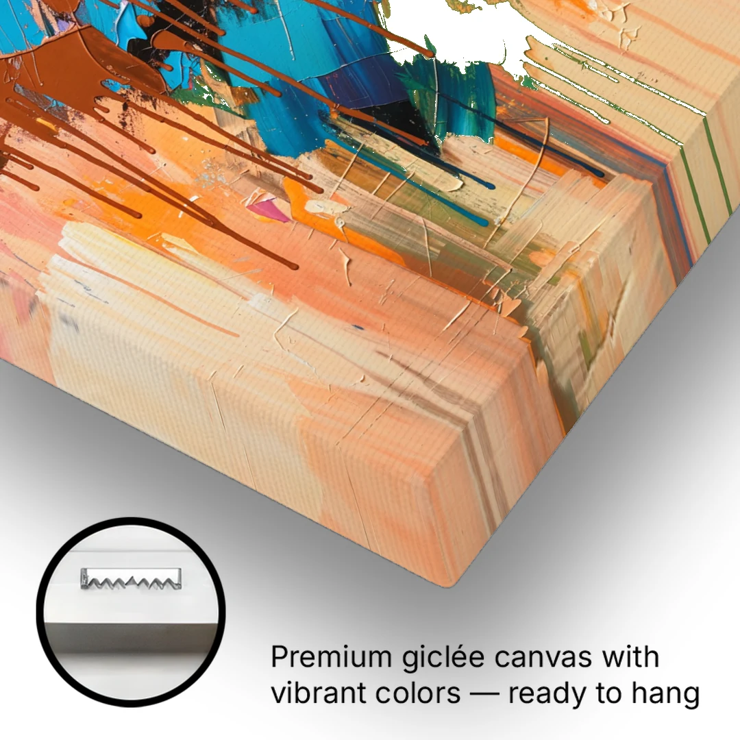 Hand Painted Abstract Canvas Chestnut Drip Bloom - Canvas Wall Art - Gallery Wrap Corner