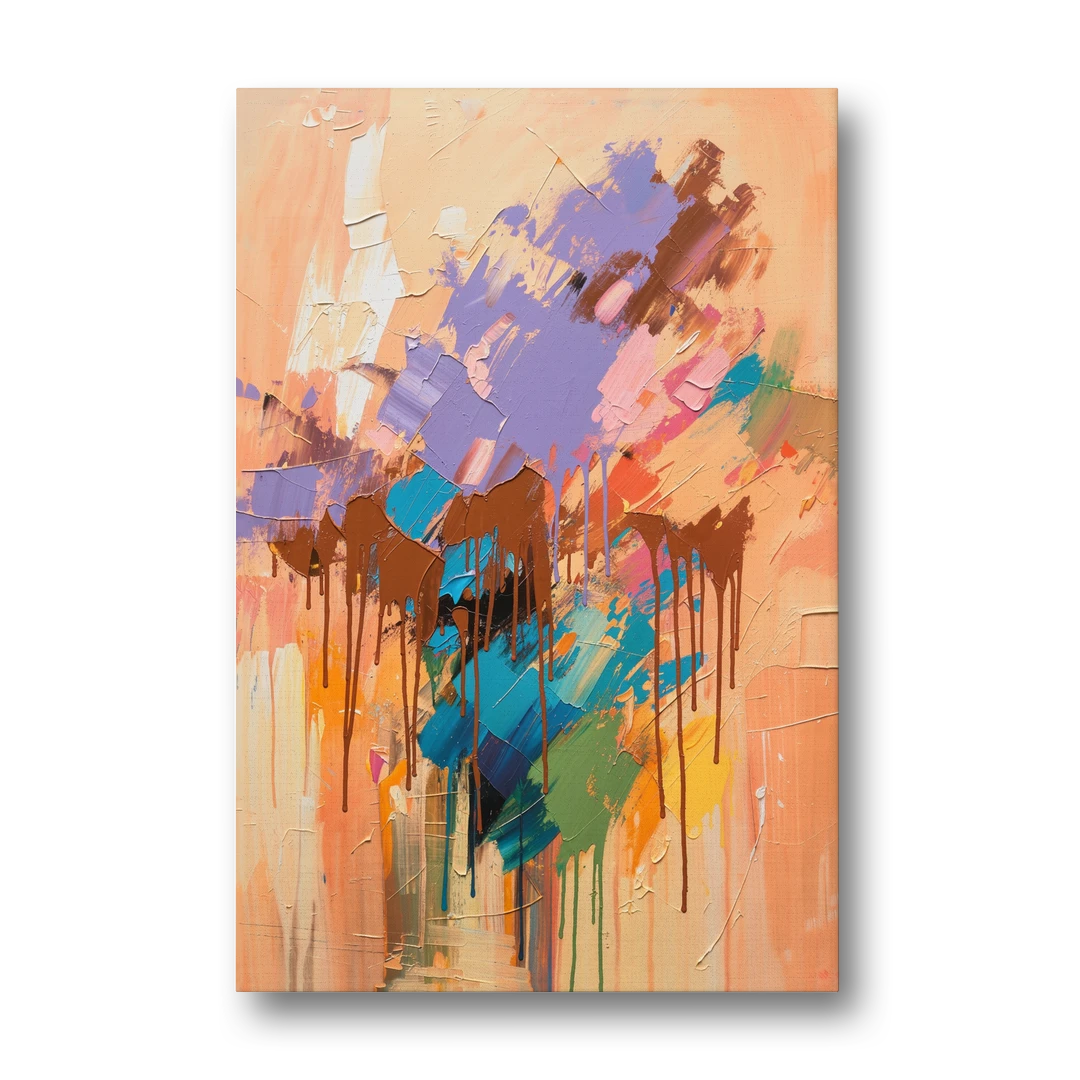 Hand Painted Abstract Canvas Chestnut Drip Bloom - Canvas Wall Art - Front