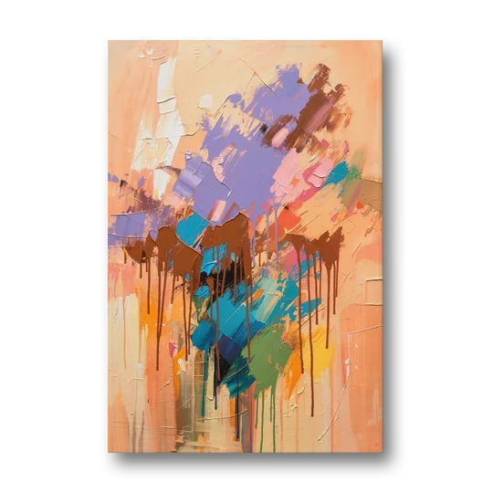 Hand Painted Abstract Canvas Chestnut Drip Bloom - Canvas Wall Art - Front