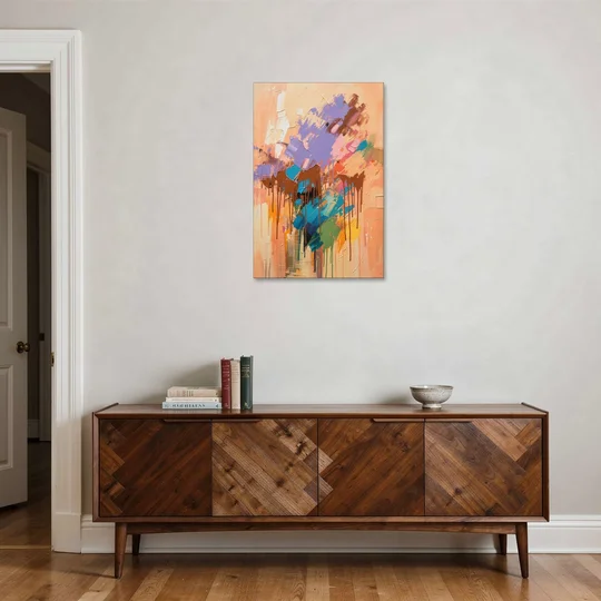 Hand Painted Abstract Canvas Chestnut Drip Bloom - Canvas Wall Art - Coffee Table - 24x36