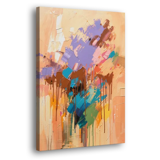 Hand Painted Abstract Canvas Chestnut Drip Bloom - Canvas Wall Art - Side