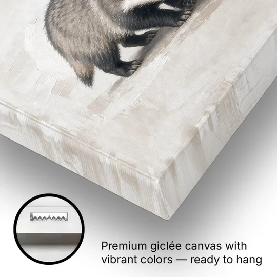 Hand Painted Badger Cub on Linen for the Nursery - Canvas Wall Art - Gallery Wrap Corner