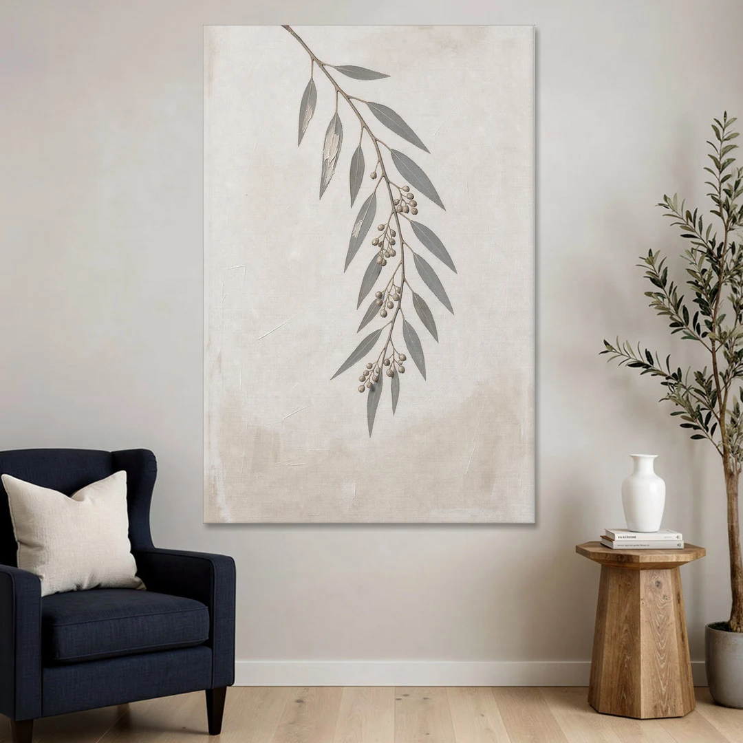Hanging Eucalyptus Sprig with Seed Clusters - Canvas Wall Art - Sofa - 40x60