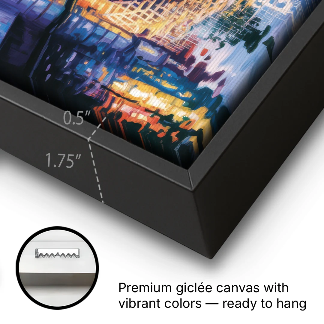 Ha'penny Bridge Views - Black Framed Canvas Wall Art - Gallery Wrap Corner